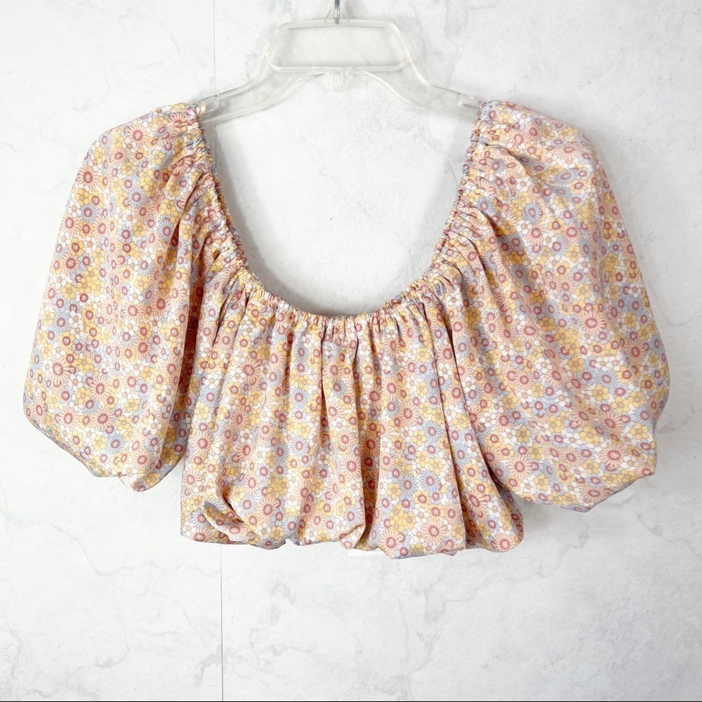 [Zara] Floral Satin Effect Top